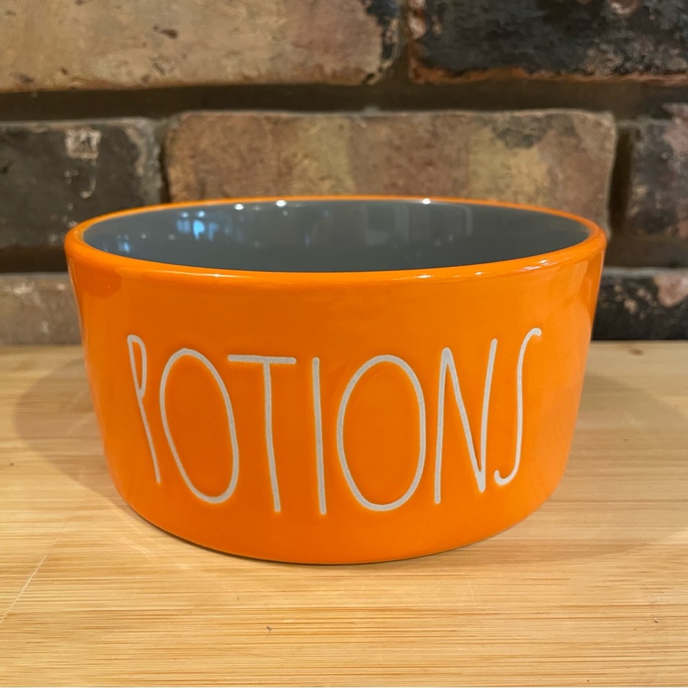 Rae Dunn Halloween POTIONS Orange Ceramic Pet Bowl BRAND NEW!!
